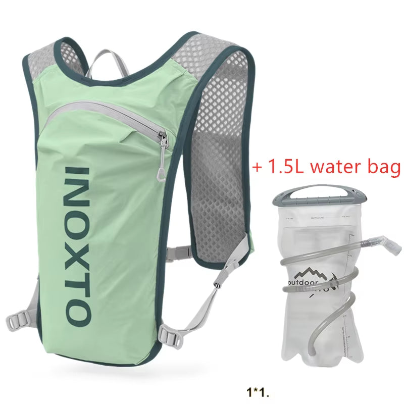 INOXTO Waterproof Running Backpack 5L Ultra-Light Hydration Vest Mountain Bike Leather Bag Breathable Gym Bag 1.5L Water Bag