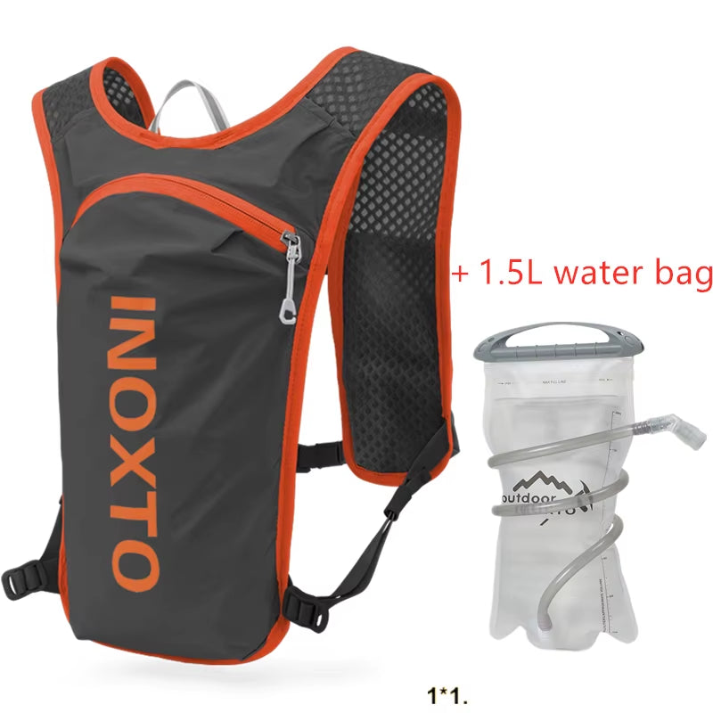INOXTO Waterproof Running Backpack 5L Ultra-Light Hydration Vest Mountain Bike Leather Bag Breathable Gym Bag 1.5L Water Bag