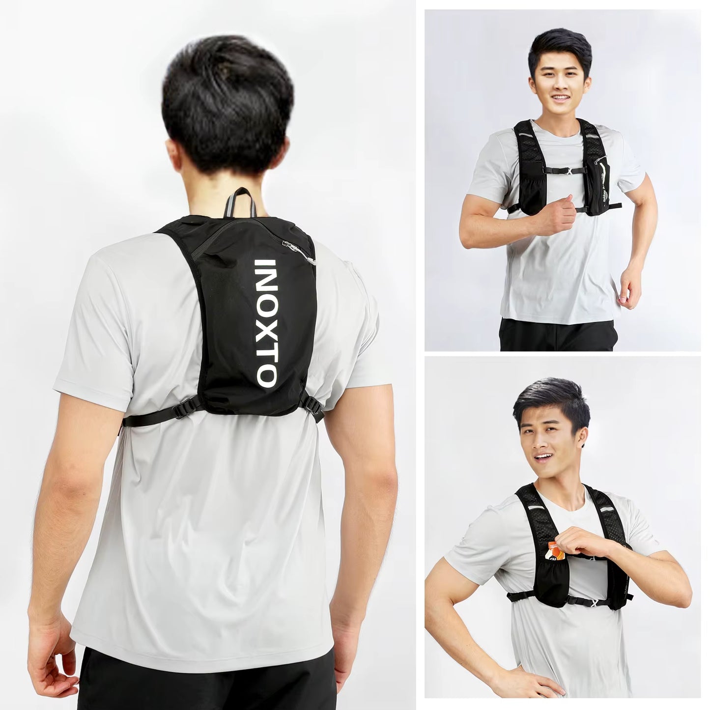 INOXTO Waterproof Running Backpack 5L Ultra-Light Hydration Vest Mountain Bike Leather Bag Breathable Gym Bag 1.5L Water Bag