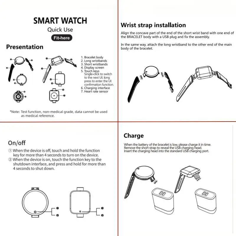 B41 Real Stepcount Smart Watch Multi Function Step Connected Smart Watch for Men and Women Suitable for and Android
