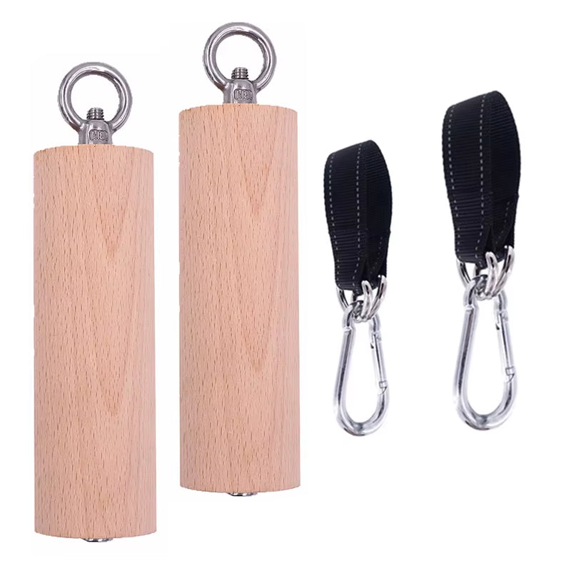 1 Pair Pull up Handle Wooden Grip Strengthener Exerciser Training Tools for Grip Strength Core Workout Rock Climbing Bouldering