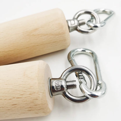 1 Pair Pull up Handle Wooden Grip Strengthener Exerciser Training Tools for Grip Strength Core Workout Rock Climbing Bouldering