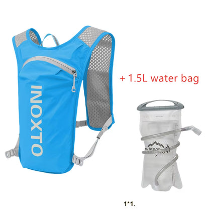 INOXTO Waterproof Running Backpack 5L Ultra-Light Hydration Vest Mountain Bike Leather Bag Breathable Gym Bag 1.5L Water Bag