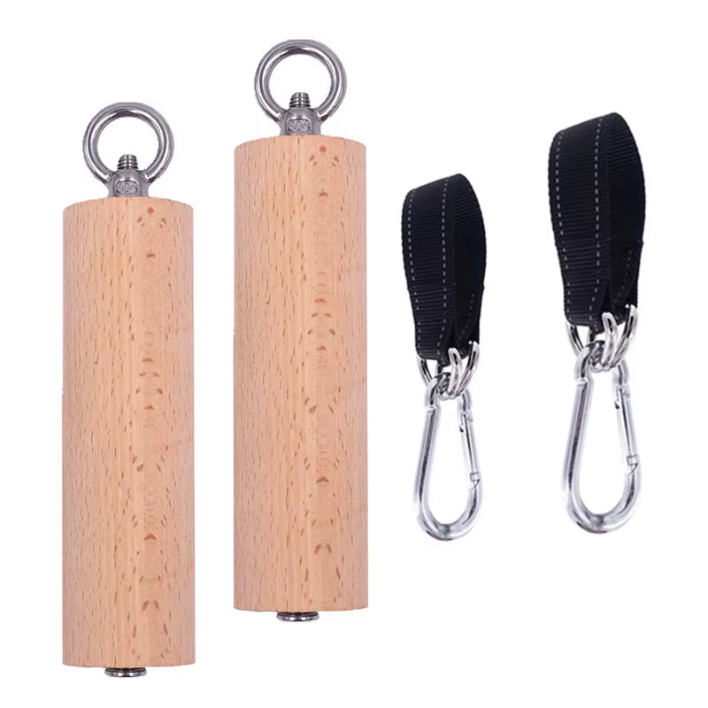 1 Pair Pull up Handle Wooden Grip Strengthener Exerciser Training Tools for Grip Strength Core Workout Rock Climbing Bouldering