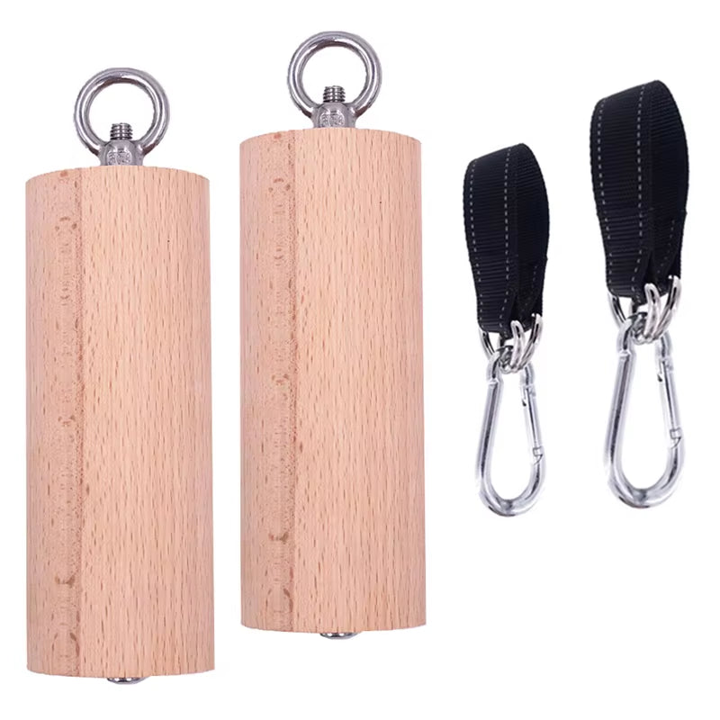 1 Pair Pull up Handle Wooden Grip Strengthener Exerciser Training Tools for Grip Strength Core Workout Rock Climbing Bouldering
