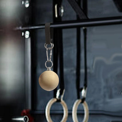 Pull up Ball Grip Climbing Ball Gym Training Hold Grips Wooden with Strap Climbing Ball Hold Grip Power Grip Ball for Barbell