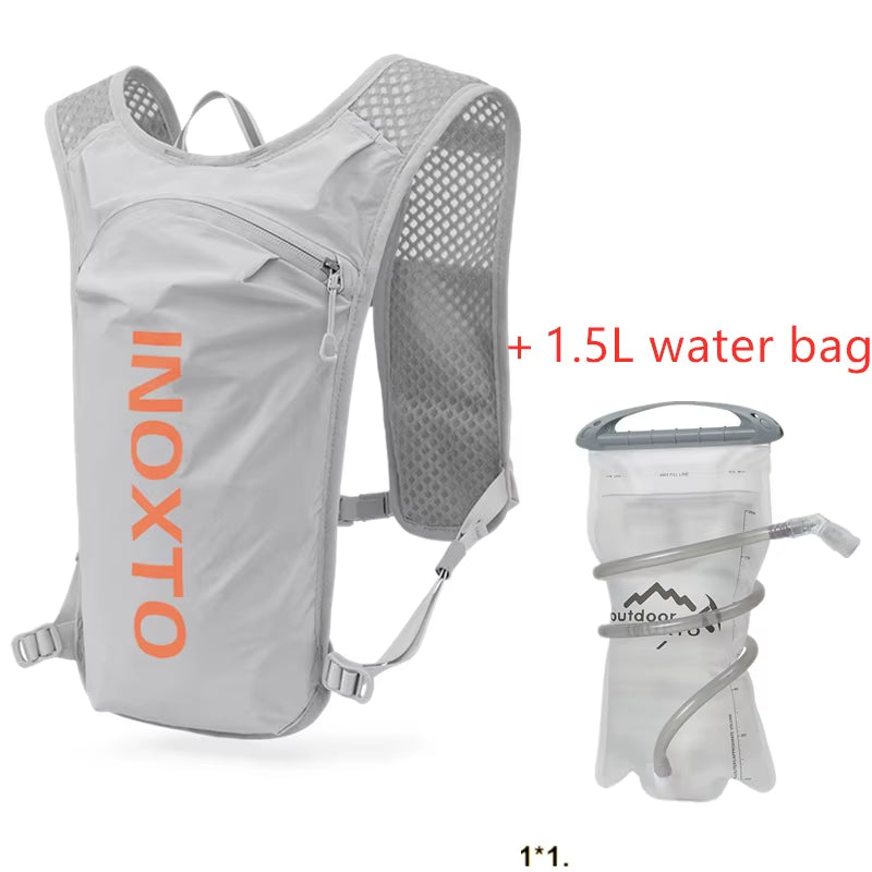 INOXTO Waterproof Running Backpack 5L Ultra-Light Hydration Vest Mountain Bike Leather Bag Breathable Gym Bag 1.5L Water Bag