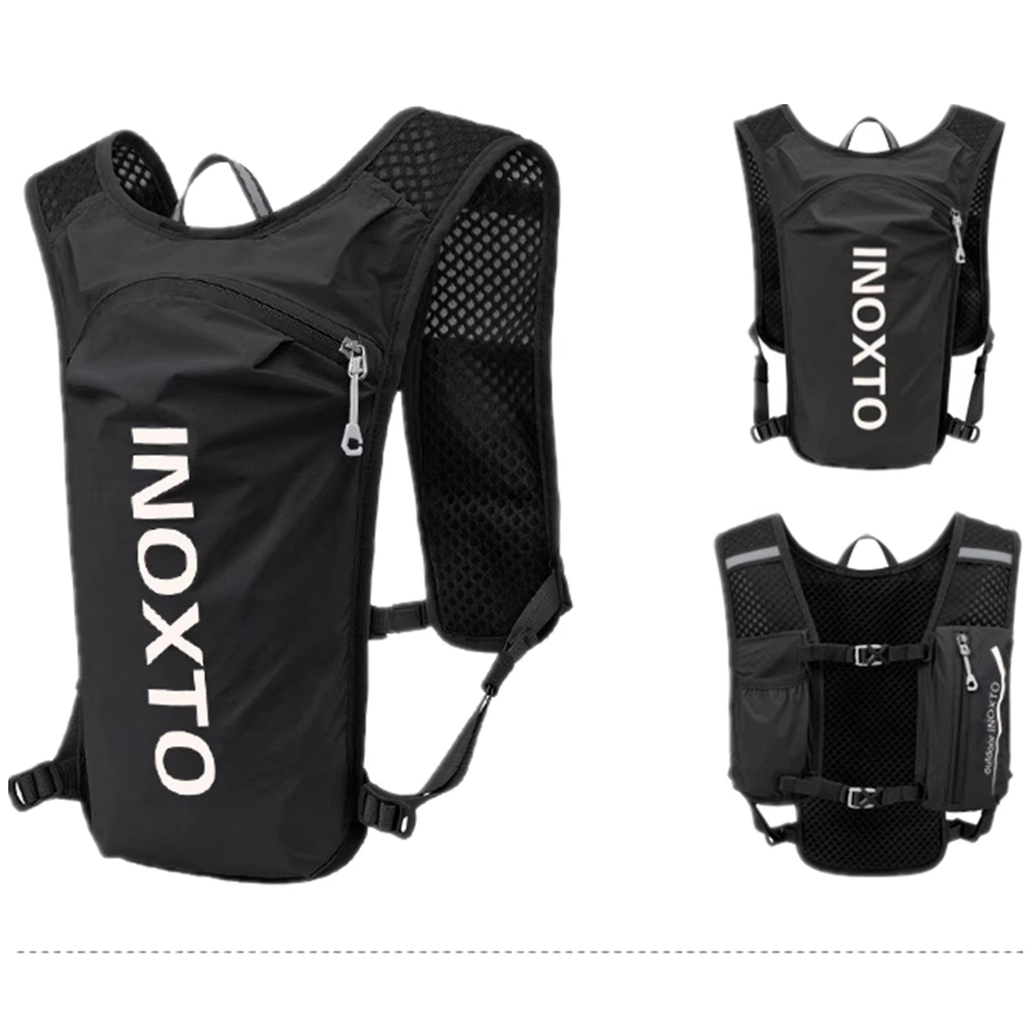 INOXTO Waterproof Running Backpack 5L Ultra-Light Hydration Vest Mountain Bike Leather Bag Breathable Gym Bag 1.5L Water Bag
