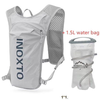 INOXTO Waterproof Running Backpack 5L Ultra-Light Hydration Vest Mountain Bike Leather Bag Breathable Gym Bag 1.5L Water Bag