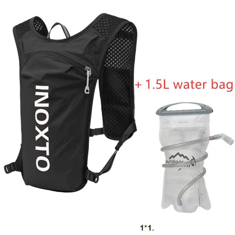 INOXTO Waterproof Running Backpack 5L Ultra-Light Hydration Vest Mountain Bike Leather Bag Breathable Gym Bag 1.5L Water Bag