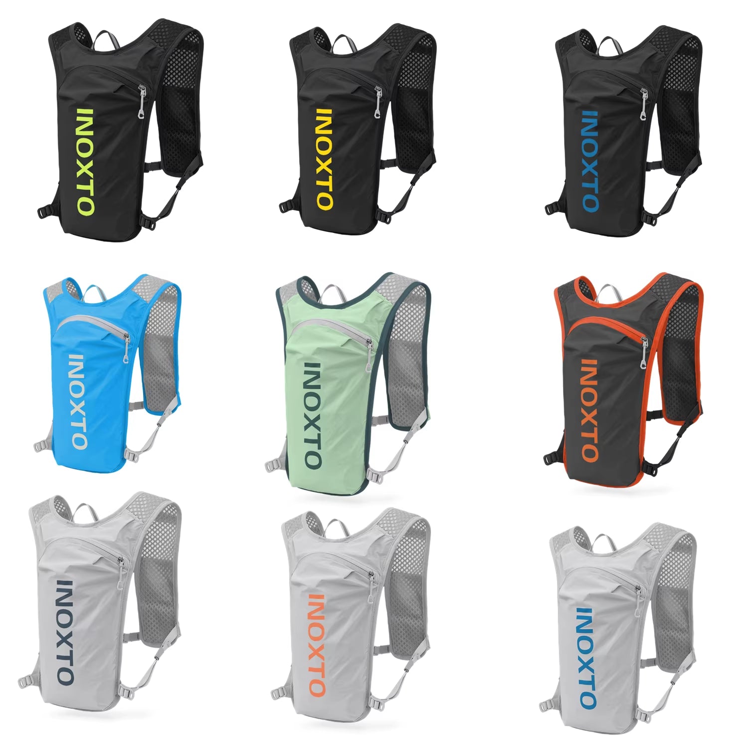 INOXTO Waterproof Running Backpack 5L Ultra-Light Hydration Vest Mountain Bike Leather Bag Breathable Gym Bag 1.5L Water Bag
