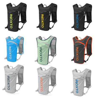 INOXTO Waterproof Running Backpack 5L Ultra-Light Hydration Vest Mountain Bike Leather Bag Breathable Gym Bag 1.5L Water Bag