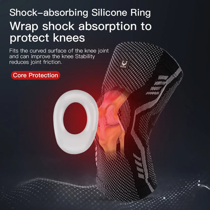 1 Piece Knee Brace Silicone Pads Spring Support High Elastic Breathable Knee Sleeves Protect Meniscus Basketball Sports Guard