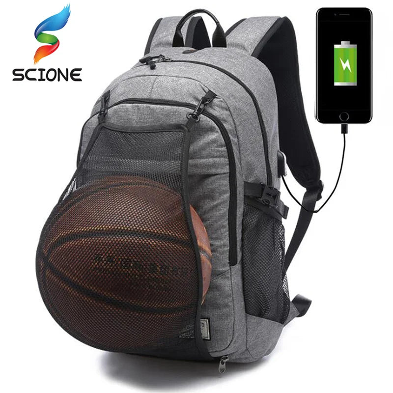 Outdoor Men'S Sports Gym Bags Basketball Backpack School Bags for Teenager Boys Soccer Ball Pack Laptop Bag Football Net Gym Bag