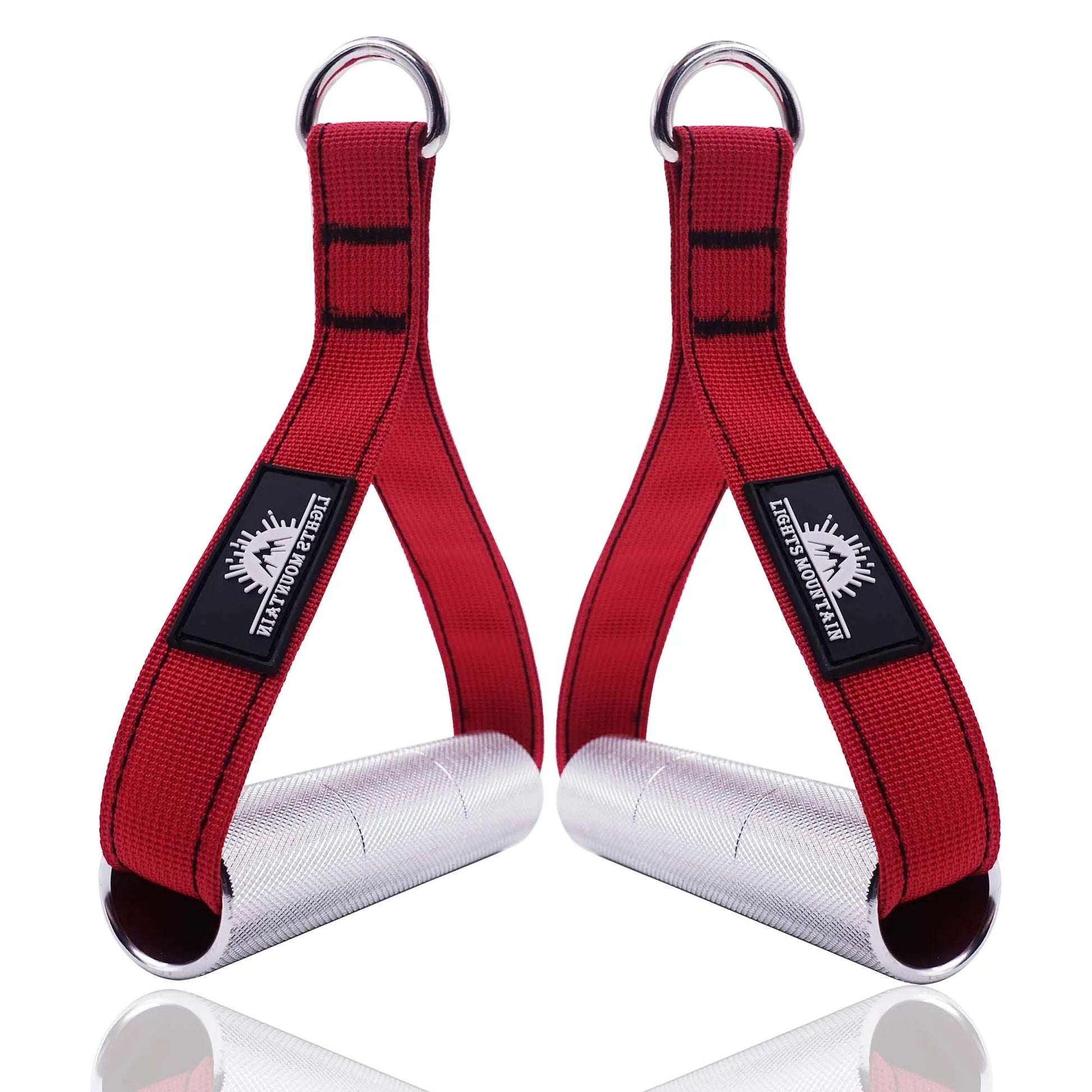 1Pair Metal Gym Handles Resistance Bands Exercise Cable Machine Home Fitness Equipment Double Webbing Non-Slip Grip
