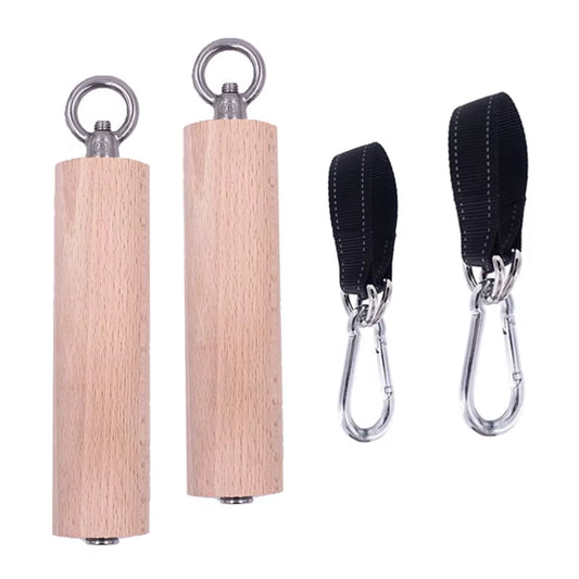 1 Pair Pull up Handle Wooden Grip Strengthener Exerciser Training Tools for Grip Strength Core Workout Rock Climbing Bouldering