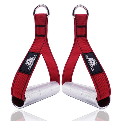1Pair Metal Gym Handles Resistance Bands Exercise Cable Machine Home Fitness Equipment Double Webbing Non-Slip Grip